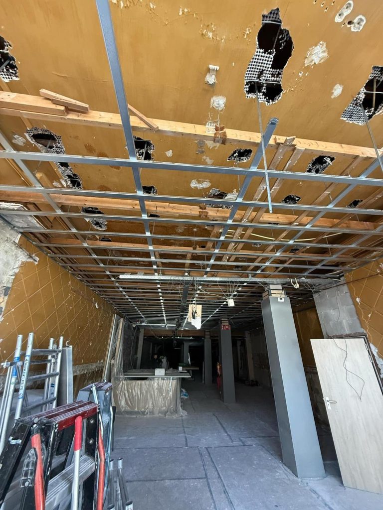 Ceiling framework during the Blokker fit-out in The Hague